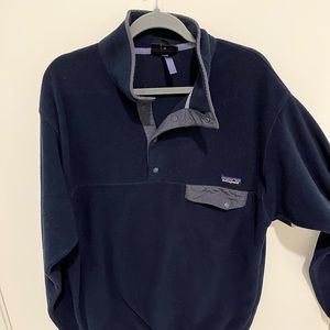 Patagonia Mens' Lightweight Synchilla Snap Fleece Pullover. Navy Blue. Sz large